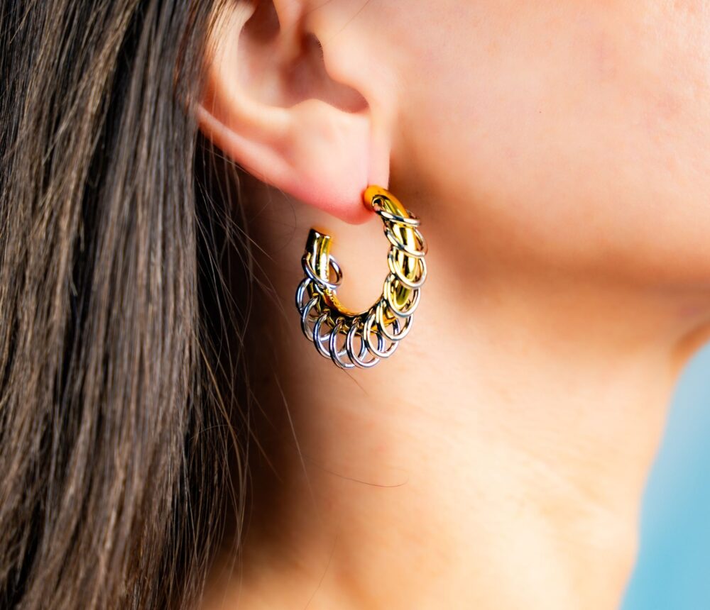 Leda Two-Tone Earrings - Image 3